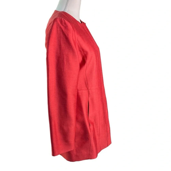 J. Crew Silk Cotton Blend Coral Scoop Neck Jacket Size Medium - Picture 9 of 16